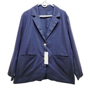 Navy Blue Blazer Jacket With Gold Buttons Size L By Idealsanxun Womens